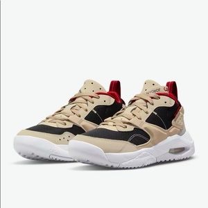 JORDAN AIR NFH SHOES~RATTAN/ RED/BLACK~W 8/ M 6.5